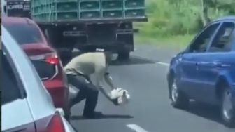 Aksi Heroik Pria Selamatkan Ayam Di Jalan, Endingnya Bikin Terheran-heran