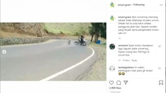 Viral Aksi Pemuda Cornering di Tikungan, Endingnya Bikin Warganet Ngilu