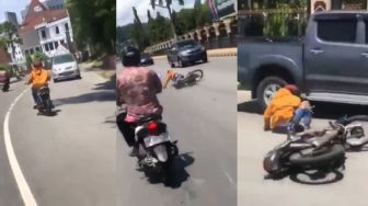 Viral Pengendara Motor Ugal-ugalan di Jalan Raya, Endingnya Bikin Kasihan