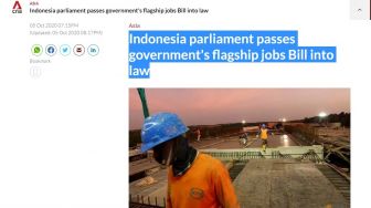 Media Asing Soroti UU Cipta Kerja Indonesia, Sebut RUU Unggulan Pemerintah