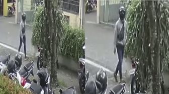 Terekam CCTV, Maling Helm Ketahuan Beraksi di Kantor SuaraJogja.id