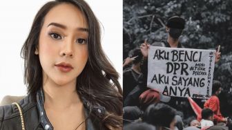 Kumpulan Spanduk Pendemo Omnibus Law Bertuliskan Nama Anya Geraldine