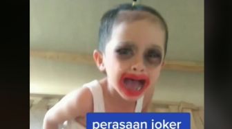 Bikin Ngakak, Viral Bocah Histeris Lihat Wajahnya Dirias Bak Joker