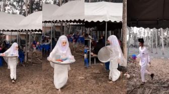 Viral Video Pengantin Angkat Piring Kotor Sendiri, Warganet: Yah Jadi Babu