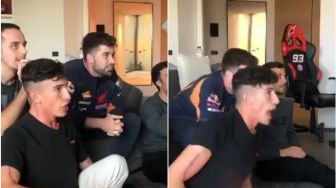 Tak Bisa Kalem,  Reaksi Histeris Marc Marquez saat Nonton MotoGP Kocak Abis