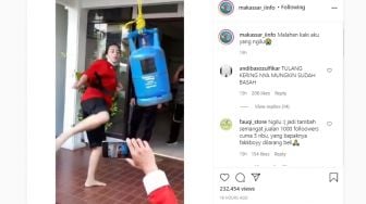 Viral Gadis Pamer Skill Tendang Tabung Gas, Duh Malah Bikin Ngilu