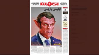 Media Iran Terbitkan Karikatur Presiden Macron Menyerupai Iblis