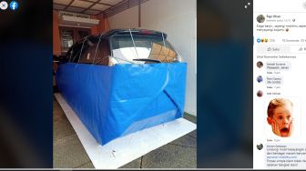 Viral Mobil Anti-Banjir Dibungkus Pakai Terpal, Publik: Mirip Lontong