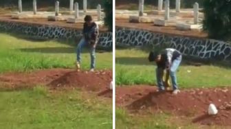 Viral Pemuda Injak dan Ingin Cabut Nisan di Makam Pahlawan, Netizen Geram