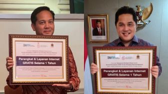 Erick Thohir Terima Bantuan Internet Gratis dari Net1 Indonesia