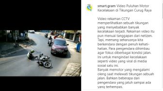 Ngeri! Puluhan Pengendara Motor Terekam CCTV Tergelincir di Tikungan Ini