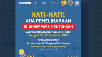 Besok Underpass Kentungan Ditutup 3 Hari, Ini Perubahan Arus Lalu Lintas