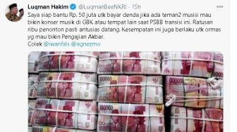 Politisi Ini Siap Bantu Bayar Denda Rp 50 Juta Jika Ada Konser saat PSBB