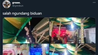 Totalitas! Aksi Biduan Acara Pernikahan Joget Heboh sampai Panjat Genteng