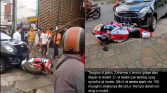 Mobil Ayla Sengaja Tabrak Motor, Apes! Ganti Rugi Harganya Rp 700 Juta