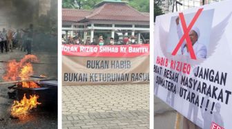 Demonstrasi Tolak Kedatangan Habib Rizieq Shihab, dari Medan hingga Banten