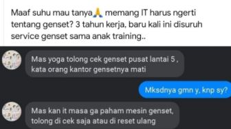 Viral Curhat Anak IT Disuruh Service Genset: Mas kan IT Masak Nggak Paham?