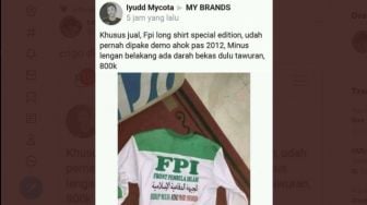 Heboh, Kaos Bekas FPI Ada Noda Darah Dipakai Demo Ahok Dijual Rp800 Ribu