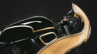 Modifikasi Motor Yamaha Bergaya Cafe Racer, Bodinya Pakai Bahan Alami