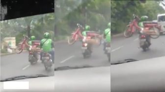 Video Driver Ojol Angkut Sepeda Motor, Warga Murka: Pelanggan Gak Ada Otak!