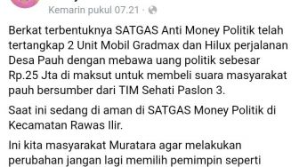 CEK FAKTA: Foto Dugaan Politik Uang di Muratara, Bawaslu Sebut Hoaks