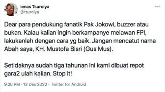 Meradang! Putri Gus Mus Ingatkan Ini Kepada Para Pembenci FPI