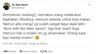 Rizal Ramli: Orang Kaya yang Mengambil Hak Orang Itu Bermental Miskin