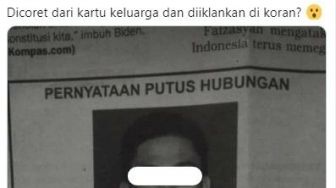 Anak Dicoret dari Kartu Keluarga Gegara Suka Lawan Ortu, Diumumkan di Koran