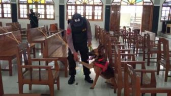 Sisir Pengamanan di Gereja, Polres Sragen Terjunkan Belgian Malinois