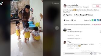 Menggemaskan! Tiga Anak Kembar ini Antar Ayah yang Hendak Bekerja