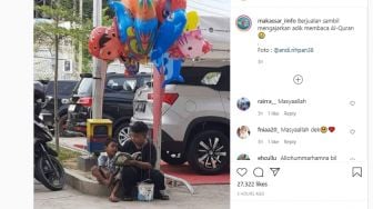 Viral 2 Bocah Belajar Baca Alquran Sembari Jualan Balon