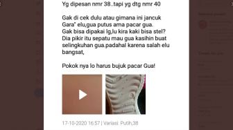 Ngenes! Penjual Sepatu Salah Kirim Ukuran, Berujung Diputusin Pacar