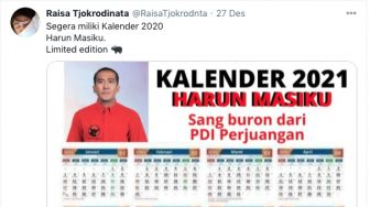 Masih Buron, Harun Masiku Dijadikan Meme Kalender 2021