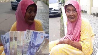 Pilu! Seorang Nenek Menangis di Jalan Usai Ditipu Pakai Uang Palsu