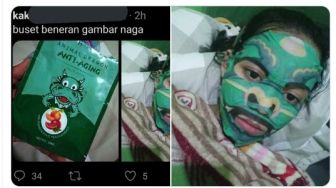 Pakai Sheet Mask Gambar Naga, Warganet: Malah Nakutin