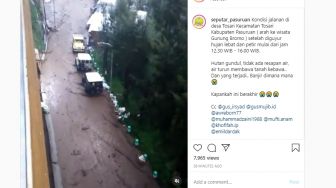 Viral Banjir di Jalanan ke Tempat Wisata Bromo, Publik: Sudah Mirip Sungai