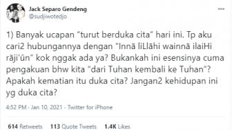 Sudjiwo Tedjo: Jangan Ucapkan 'Turut Berduka Cita' Saat Ada yang Meninggal