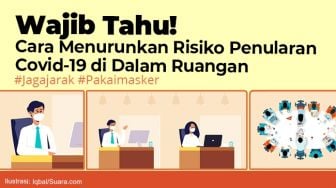 INFOGRAFIS: Cara Menurunkan Risiko Penularan Covid-19 di Dalam Ruangan