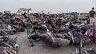 Ratusan Motor Terjaring Razia Balapan Liar Jalan Badak Tenayan Raya