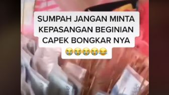 Kelewat Besar, Wanita Ini Sampai Capek Bongkar Kado Buket Uang dari Kekasih