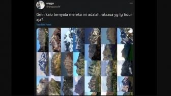 Viral Foto Gunung Mirip Raksasa Sedang Tidur, Bikin Merinding