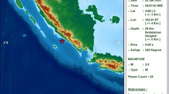 Bengkulu Dilanda Gempa Pagi Hari, BMKG: Berkekuatan Kecil