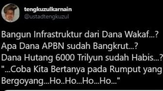 Sri Mulyani Pakai Dana Wakaf untuk Infrastruktur, Tengku Zul: APBN Bangkrut