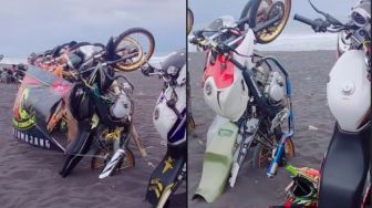 Geng Motor Kopdar di Pantai, Cara Parkir Kendaraannya Bikin Gagal Paham