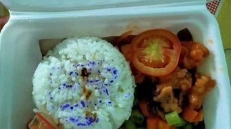 Viral Nasi Kotak Warna Ungu, Warganet: Yang Asli Ada Capnya