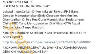 CEK FAKTA: Jokowi Jual Negara dengan Rekrut PNS Khusus Etnis China?