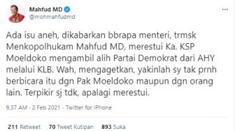 Muncul Dugaan Kudeta Partai Demokrat, Mahfud MD Sanggah Beri Restu Moeldoko