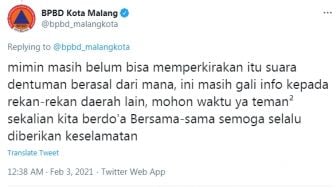 Sumber Suara Dentuman di Malang Masih Misterius, Ini Kata BPBD Kota Malang