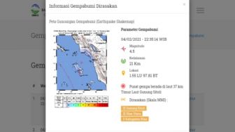 Gempa Bumi Magnitudo 4,5 Guncang Nias