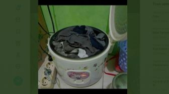 Ngakak! Saking Kreatifnya Warganet Ini Keringkan Baju Pakai Rice Cooker